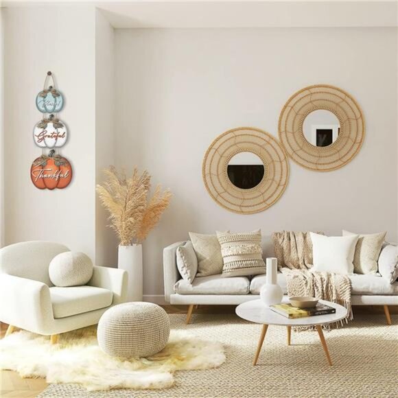 3 Pieces Pumpkin Decor Grateful‎ Thankful Blessed Wall Signs,Rustic Hanging - Picture 7 of 8